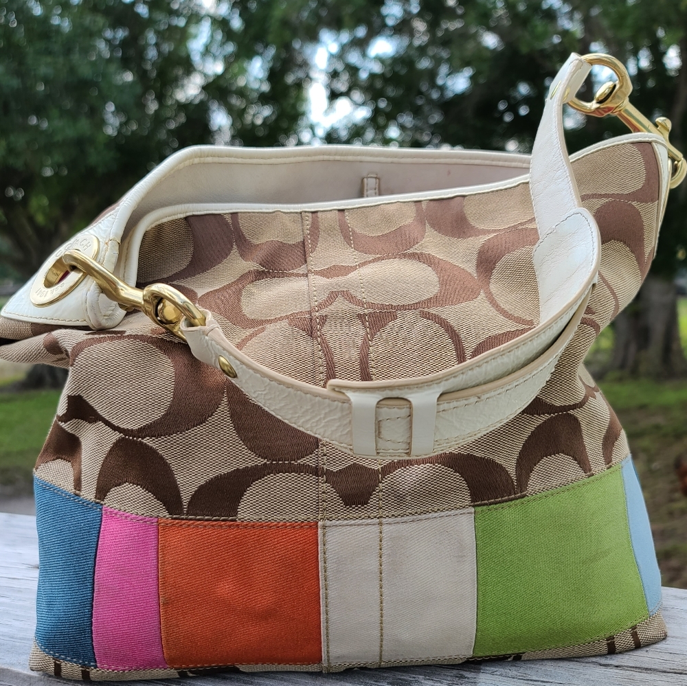 Coach Stripe Legacy multi colored purse #10858